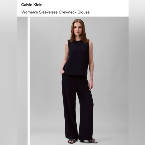 Calvin Klein Women's Sleeveless Crewneck Blouse - Picture 2 of 9